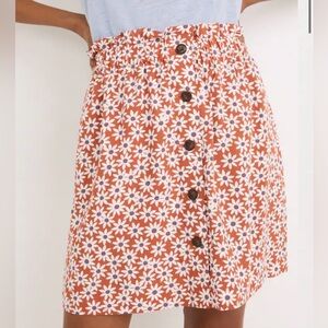 Madewell Floral Retro Daisy Paperbag Button Down Mini Skirt